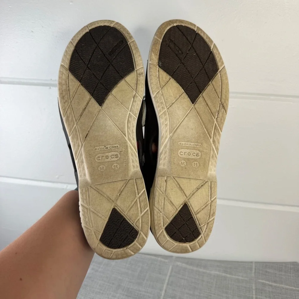Crocs Harborline Deck Boat Shoes Men's 11 Brown Espresso Lace Up Casual Rare